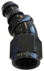 510 Series Full Flow Tight Radius Push Lock 30° Hose End -8AN - Black Finish. Suit 400 Series Hose