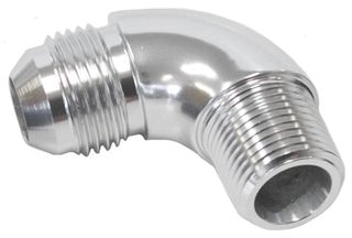 90° NPT to AN Full Flow Adapter 1/8" to -4AN - Silver Finish