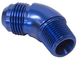 45° NPT to AN Full Flow Adapter 1/4" to -4AN - Blue Finish