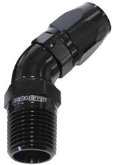 45° Male NPT Full Flow Swivel Hose End 1/8" to -6AN - Black Finish