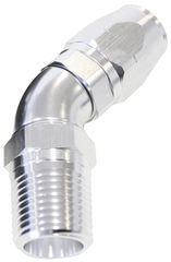 45° Male NPT Full Flow Swivel Hose End 1/2" to -8AN - Silver Finish