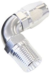 90° Male NPT Full Flow Swivel Hose End 1/4" to -8AN -  Silver Finish