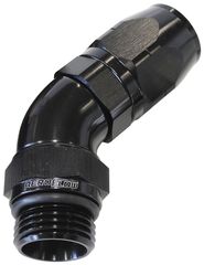 45° Male ORB Full Flow Swivel Hose End -8 ORB to -6AN - Black Finish