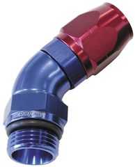 45° Male ORB Full Flow Swivel Hose End -12 ORB to -16AN - Blue/Red Finish