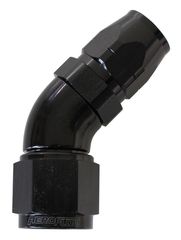 550 Series Cutter Style One Piece Swivel 45° Stepped Hose End -8AN to -6 Hose - Black Finish