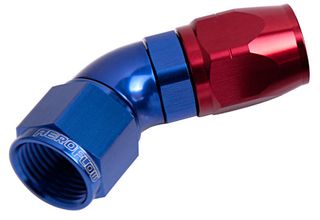 550 Series Cutter One-Piece Full Flow Swivel 45° Hose End -10AN - Blue/Red Finish