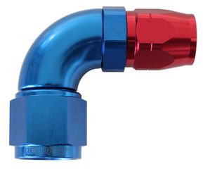 550 Series Cutter Style One Piece Swivel 90° Stepped Hose End -16AN to -12 Hose - Blue Finish