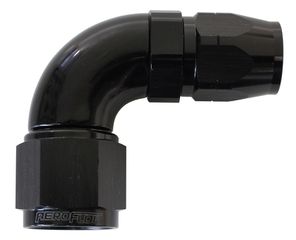550 Series Cutter Style One Piece Swivel 90° Stepped Hose End -16AN to -12 Hose - Black Finish