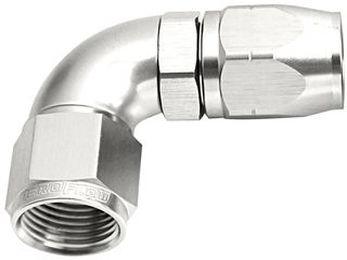 550 Series Cutter One-Piece Full Flow Swivel 90° Hose End -20AN - Silver Finish