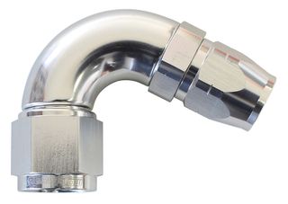 550 Series Cutter Style One Piece Swivel 120° Stepped Hose End -6AN to -8 Hose - Silver Finish