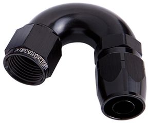 550 Series Cutter Style One Piece Swivel 150° Stepped Hose End -6AN to -8 Hose - Black Finish