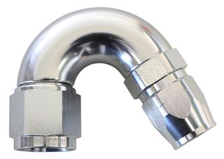 550 Series Cutter Style One Piece Swivel 150° Stepped Hose End -10AN to -8 Hose - Silver Finish