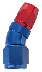 550 Series Cutter Style One Piece Swivel 30° Stepped Hose End -10AN to -8 Hose -  Blue/Red Finish
