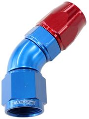 570 Series One-Piece Full Flow 45° Hose End -10AN -  Blue/Red Finish. Suit 200 Series PTFE Hose