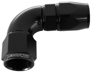 One-Piece Full Flow 90° PTFE Hose End -8AN - Black Finish - 25 pack
