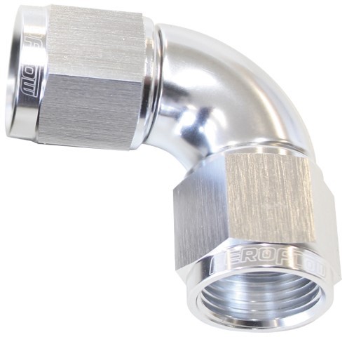 90° Full Flow Female Coupler -4AN - Silver Finish
