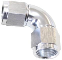 90° Full Flow Female Coupler -4AN - Silver Finish