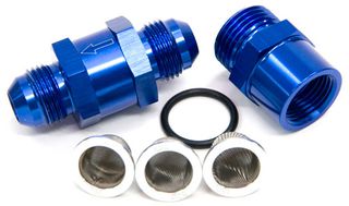 Inline Fuel and Oil Filter -8AN - Blue Finish. Includes 30, 80 and 150 Micron Elements