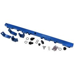 Ford BA-BF Barra 4.0L DOHC Billet EFI Fuel Rail - Blue Suit 14mm Full Length Fuel Injectors, -8ORB Ports