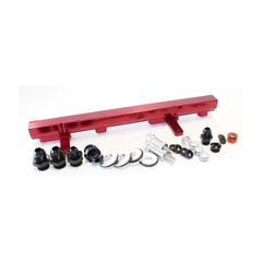 Nissan S13 SR20 Billet EFI Fuel Rail - Red Suit 14mm Full Length Fuel Injectors, -8ORB Ports