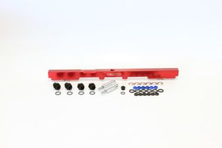 Toyota 2JZ Non-VVTI Billet EFI Fuel Rail - Red Suit 14mm Full Length Fuel Injectors, -8ORB Ports