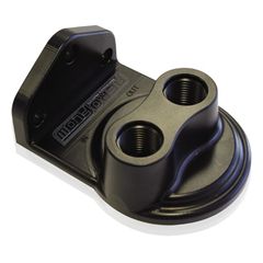 Billet Remote Oil Filter Head - -8 ORB Top entry, Black anodised finish, accepts filter with 3/4"-16 thread