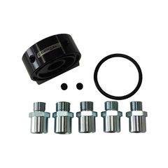 Billet Oil Cooler Sandwich Adapter - Universal fitment, with 2 x 1/8" NPT ports, Black anodised finish