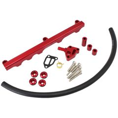 Nissan S14 and S15 SR20 Billet EFI Fuel Rail - Red Suit 14mm Short Length Fuel Injectors, -8ORB Ports