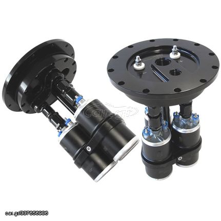 Billet Triple Fuel Pump Hanger - Black - Suits Aeroflow or Bosch style pumps, 8"  cut-out required