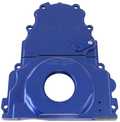 2-Piece Billet Aluminium Timing Cover - Blue Finish - Suit GM LS Series