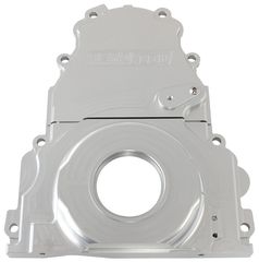 2-Piece Billet Aluminium Timing Cover - Silver Finish - Suit GM LS Series