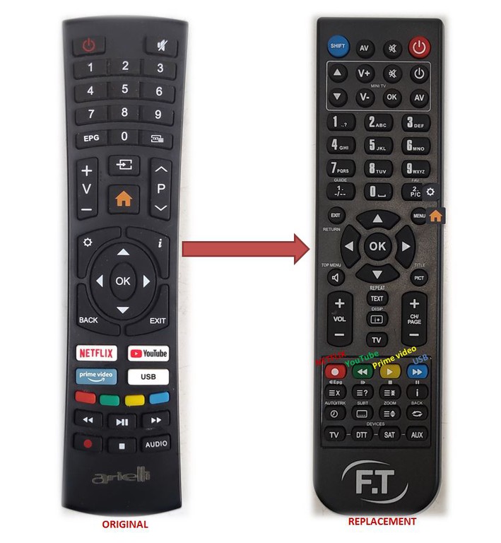 ARIELLI 40" SMART TV REPLACEMENT REMOTE CONTROL