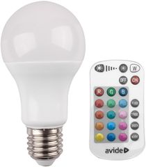 Avide LED Smart Κοινή A60 9.7W RGB+W 2700K με IR Τηλεχειριστήριο