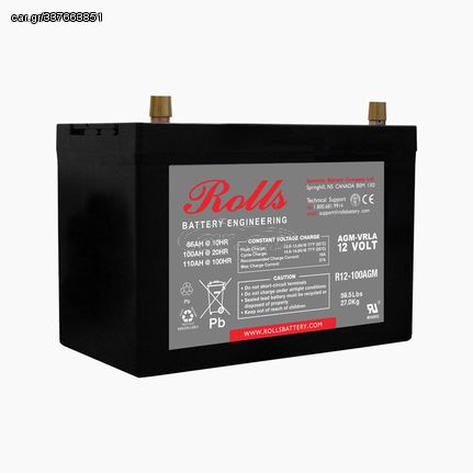 Μπαταρία ROLLS R12-100AGM 12V 100AH 306X169X237