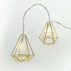 Διακοσμητικά λαμπάκια METAL DIAMOND με 10 LED σε σειρά θερμό χρώμα φωτός από χρυσό μέταλλο & μήκος 135cm IP20