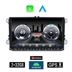 KIROSIWA Volkswagen VW Skoda Seat 2+32GB Android οθόνη αφής 9" ιντσών με Ελληνικό GPS WI-FI Playstore Youtube (Bluetooth Golf 5 6 Polo Passat Octavia Leon MP3 Android Auto Apple Carplay USB FM canbus
