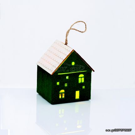 FELT HOUSE WOODEN ROOF ΠΡΑΣΙΝΟ 1 MINI LED ΔΙΑΚ ΘΕΡΜΟ ΛΑΜΠ ΜΠΑΤ 3*AG10 (ΣΥΜΠΕΡΙΛΑΜΒ) 8*8*9,6cm ACA X09119258