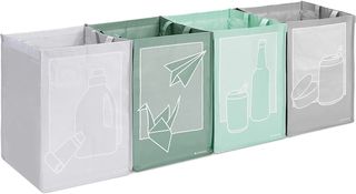 Navaris Recycling Bin Bag - Σετ με 4 Επαναχρησιμοποιήσιμους Κάδους / Τσάντες Οργάνωσης και Ανακύκλωσης Απορριμμάτων - Grey / Green (55818.03) 55818.03