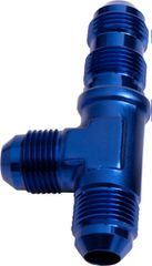 Bulkhead AN Tee On The Run -8AN - Blue Finish. Bulkhead Nuts Sold Separately