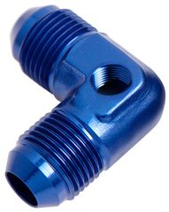 90° Male Flare Union with 1/8" Port -8AN - Blue