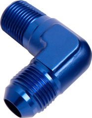 90° NPT to Male Flare Adapter 1/2" to -8AN - Blue