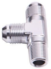 Tee with NPT On Run 1/8" to -3AN - Silver Finish