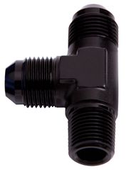 Tee with NPT On Run 1" to -16AN - Black Finish