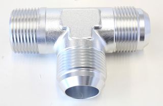 Tee with NPT On Run 1" to -16AN - Silver Finish