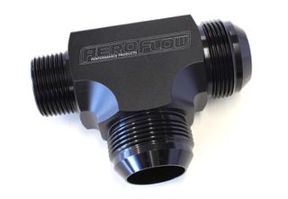 Tee with NPT On Run 1" to -20AN - Black Finish