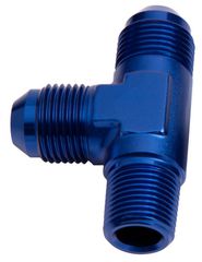 Tee with NPT On Run 1-1/4" to -20AN - Blue Finish