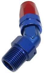 Male NPT Taper Swivel 45° Hose End 1/2" to -8AN - Blue/Red Finish