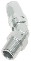 Male NPT Taper Swivel 45° Hose End 1/2" to -8AN - Silver Finish