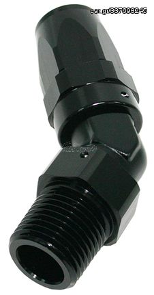 Male NPT Taper Swivel 45° Hose End 1/2" to -12AN - Black Finish