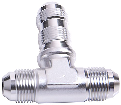 Bulkhead AN Tee -3AN - Silver Finish. Bulkhead Nuts Sold Separately
